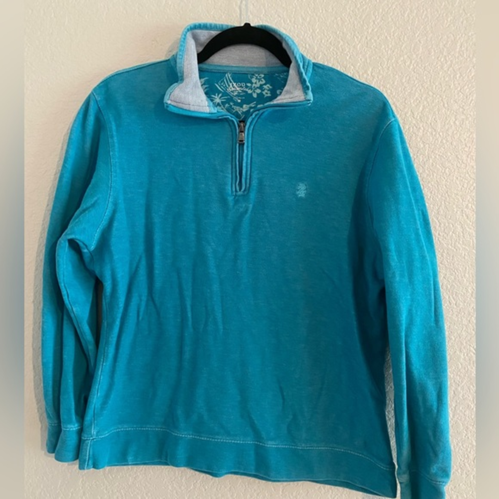 Izod blue zip up sweatshirt size m‎ turquoise fall fashion half zip long sleeve
